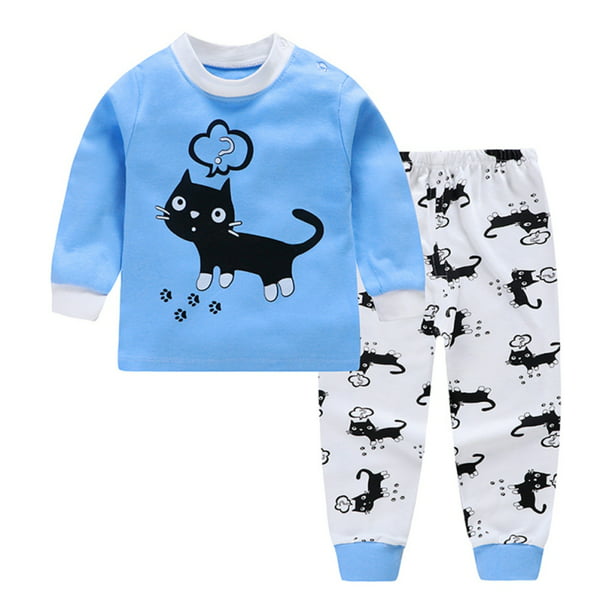 Toddler Kids Baby Boys Girls Cartoon Animal Tops+Pants Pajamas Sleepwear Outfits 